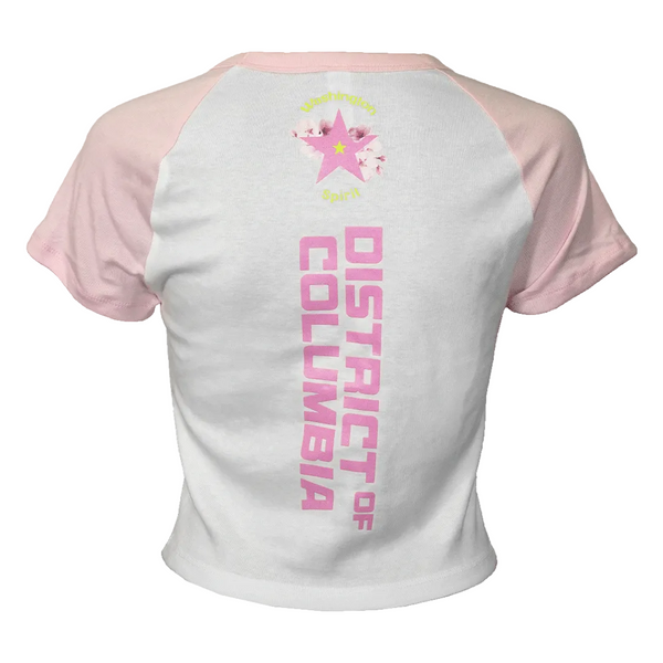 2026 Spirit Cherry Blossom Pink & White Baby Tee – Washington