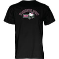 A black short-sleeve t-shirt shown from the back, featuring a graphic print of the Washington Spirit logo with a Hello Kitty character and the words 'WASHINGTON SPIRIT' and 'HELLO KITTY'.
