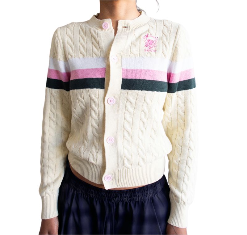 Dead Dirt x Spirit Cherry Blossom Cable Knit Button Up Sweater (COMING SOON)