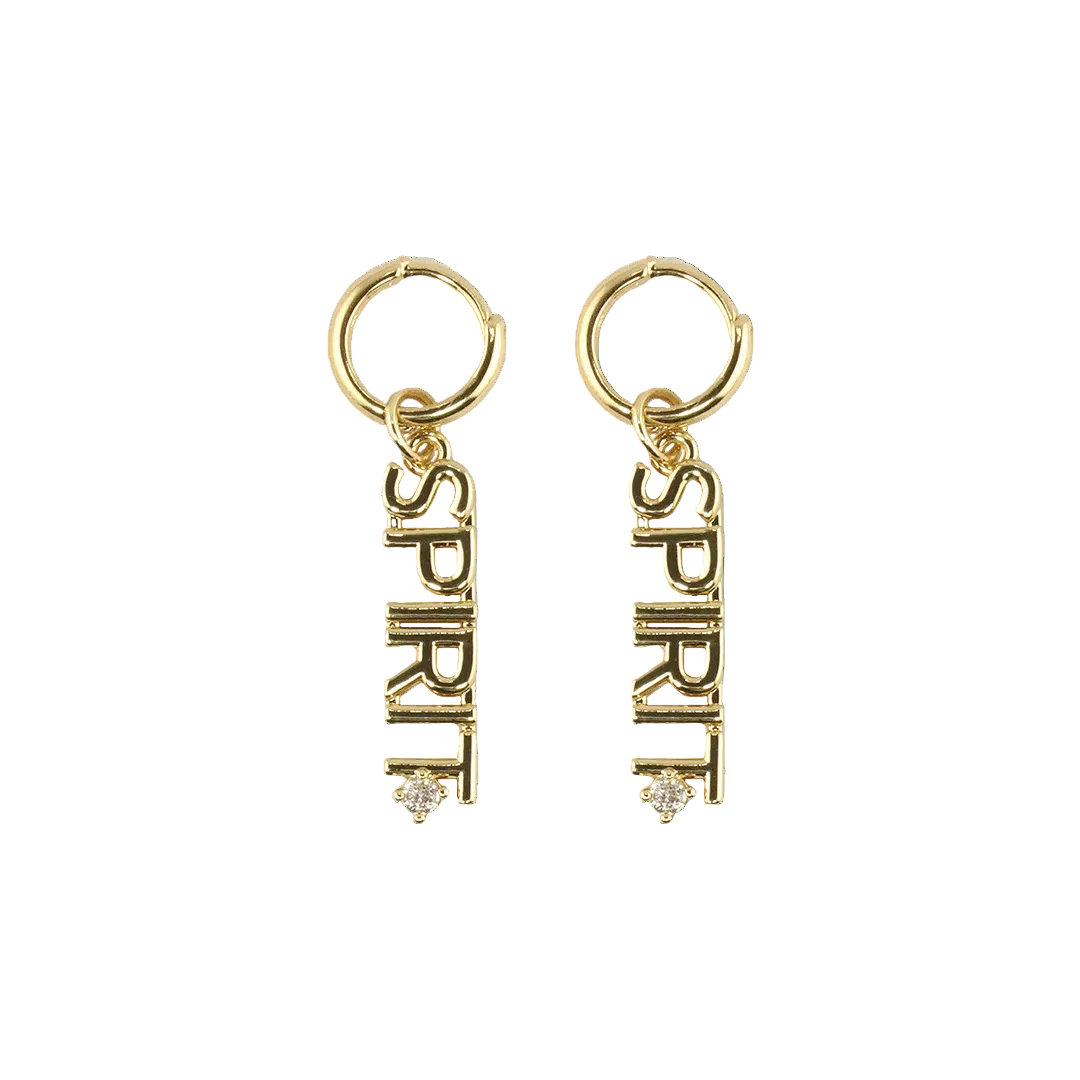 Washington Spirit Nameplate Charm Hoops - Gold