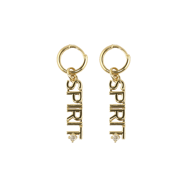 Washington Spirit Nameplate Charm Hoops - Gold