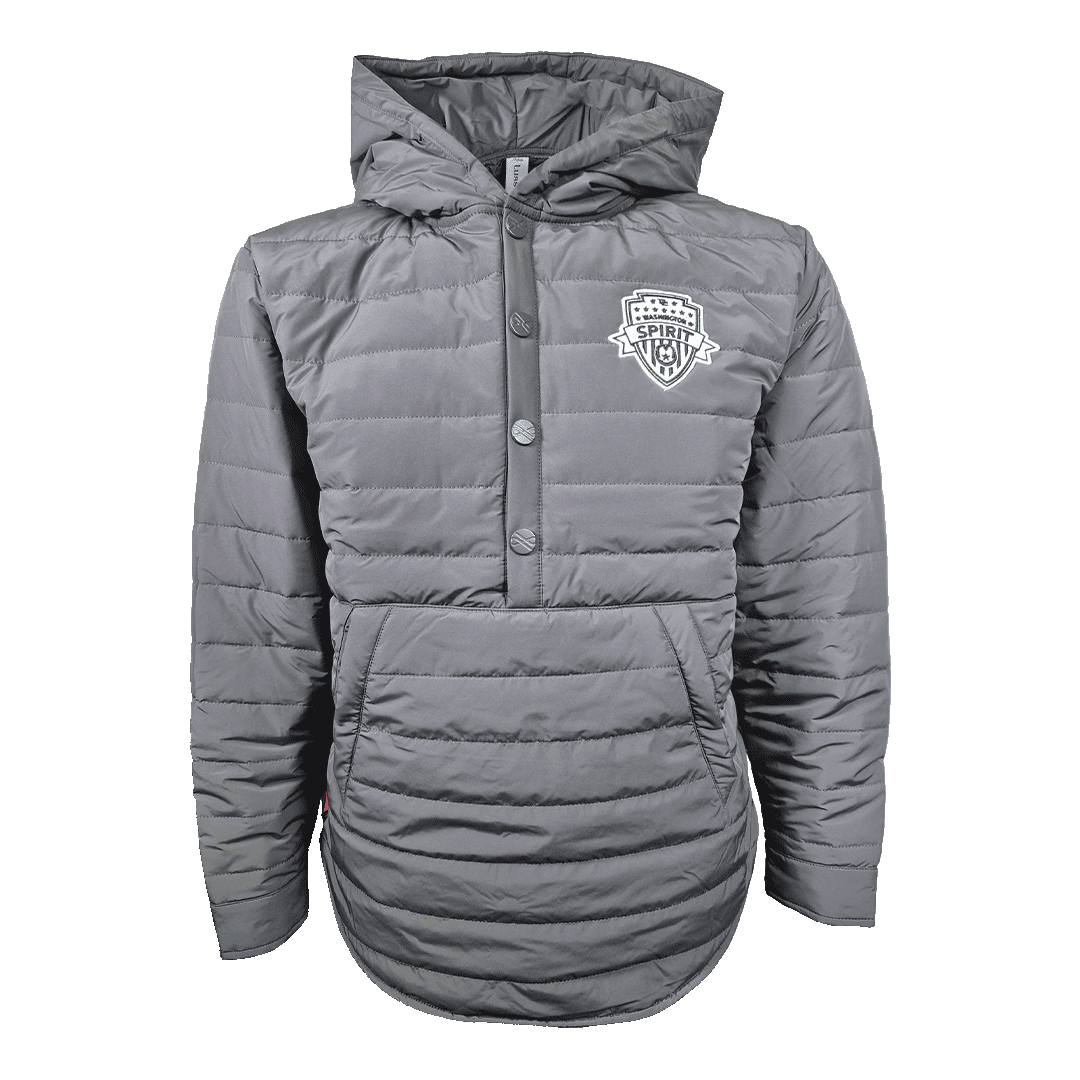 Washington Spirit Grey Quilted Hooded Pullover Jacket